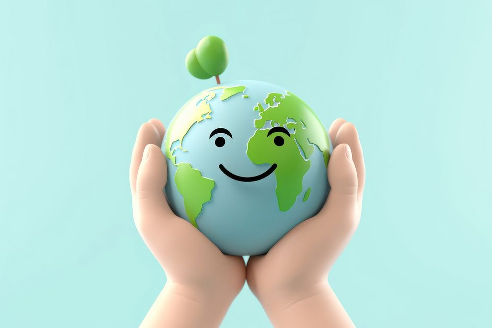 Cartoon planet globe green. 