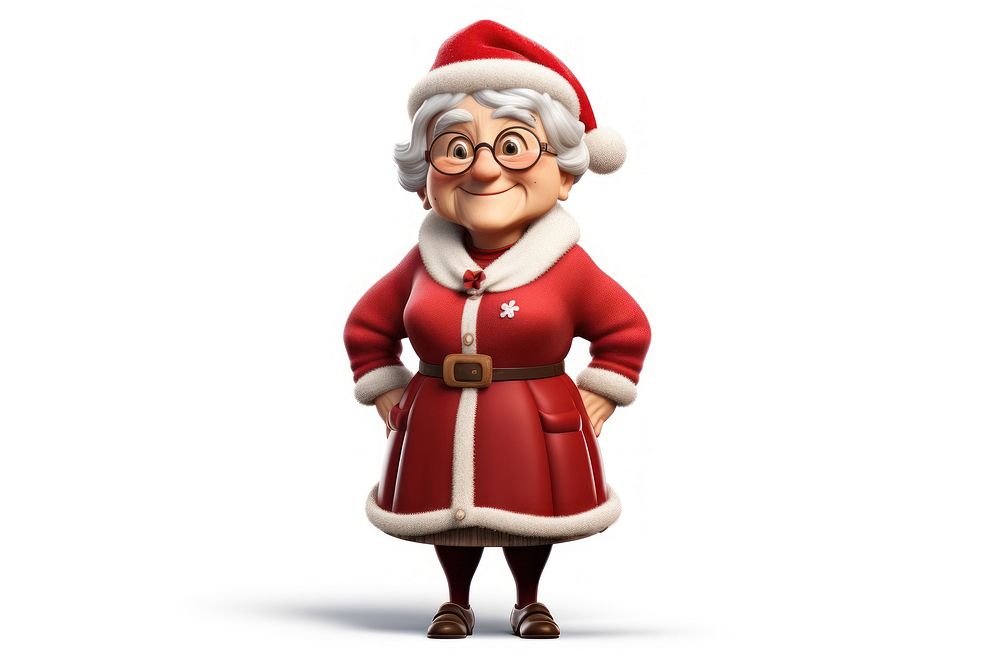 Old lady wearing Santa costume figurine white background celebration. AI generated Image by rawpixel.