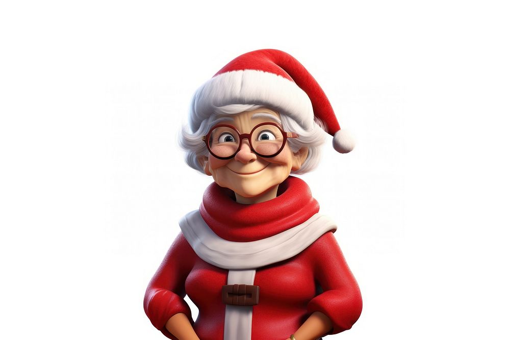 Old lady wearing Santa costume glasses white background celebration. AI generated Image by rawpixel.