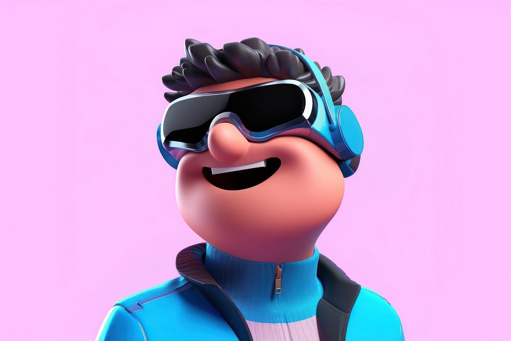 Man playing VR cartoon adult face. AI generated Image by rawpixel.