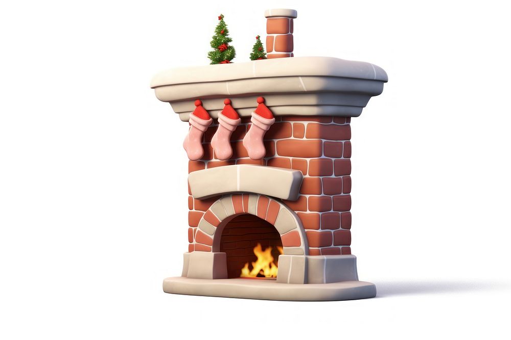Christmas chimney fireplace christmas hearth. AI generated Image by rawpixel.