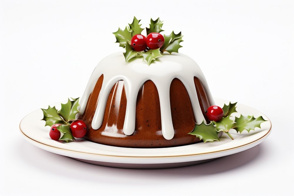 Christmas pudding dessert icing plate. | Free Photo - rawpixel