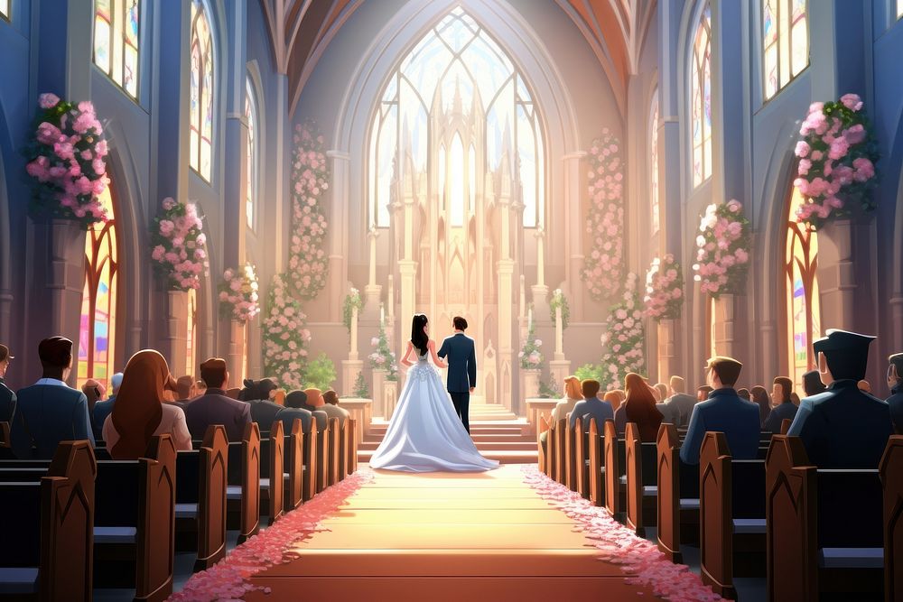 Wedding architecture building worship. AI generated Image by rawpixel.
