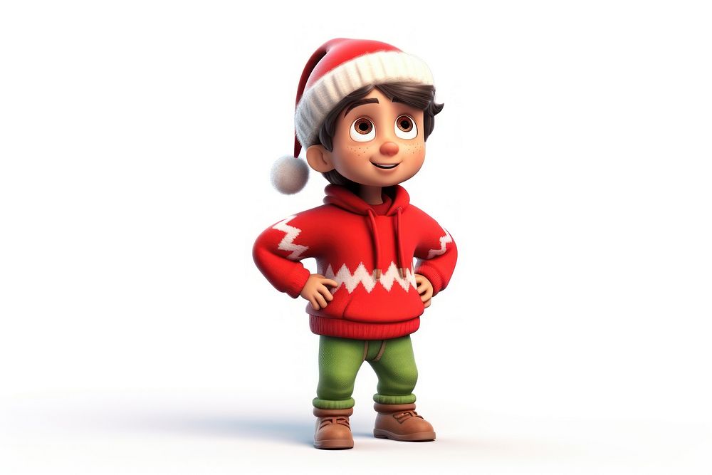 Kid wearing Christmas sweatshirt figurine sweater cartoon. AI generated Image by rawpixel.
