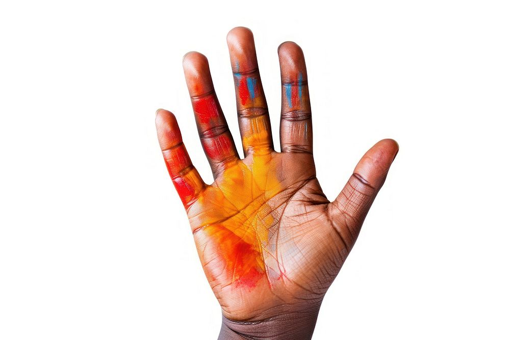 Color painted African child hand finger white background creativity. AI generated Image by rawpixel.