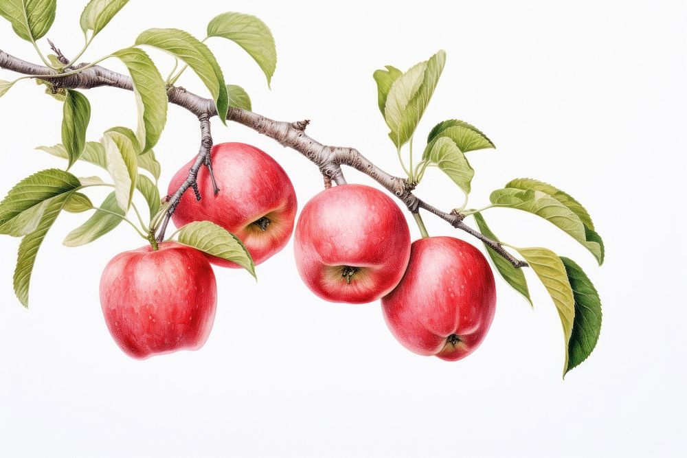 Apple drawing plant fruit. AI generated Image by rawpixel.
