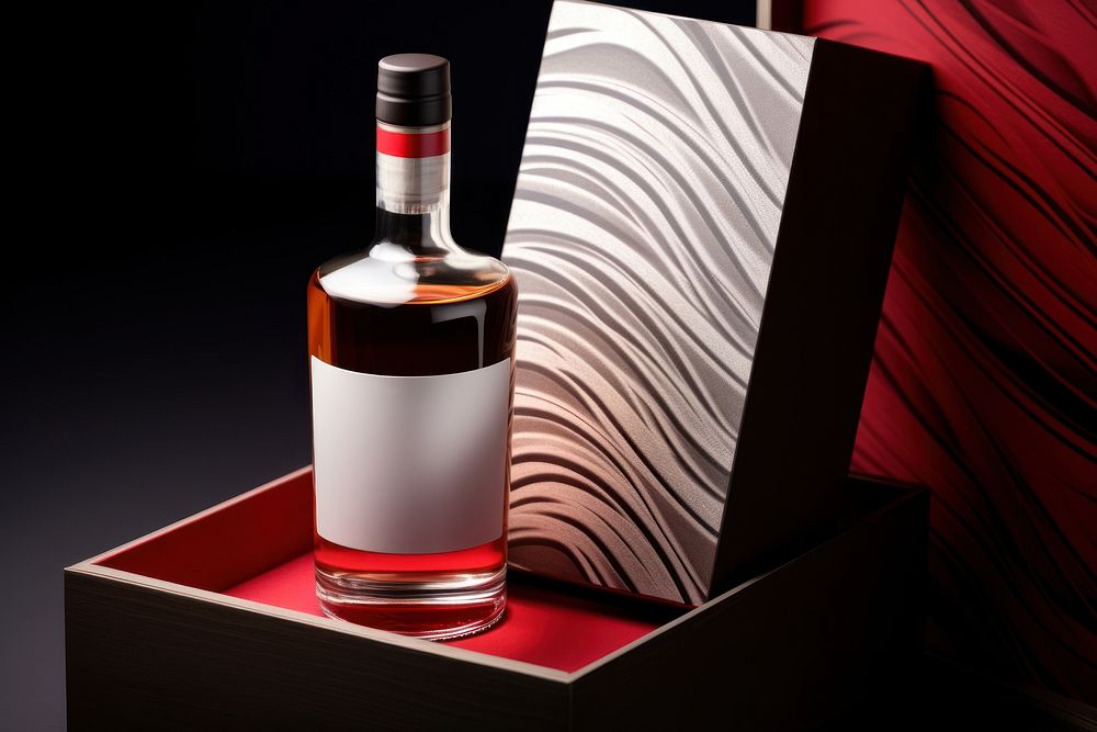 Whisky bottle perfume drink red. AI generated Image by rawpixel.