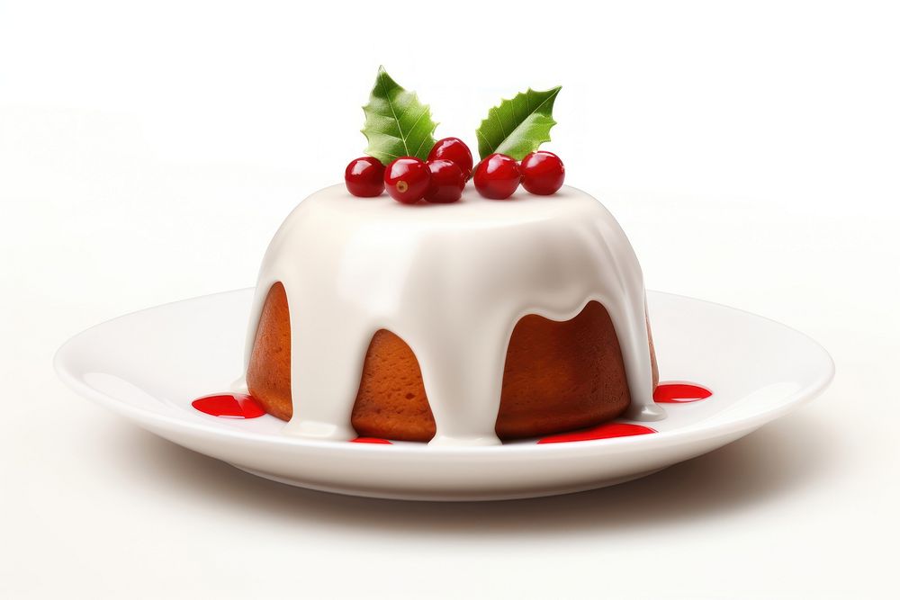 Christmas fruit cake plate dessert pudding. AI generated Image by rawpixel.