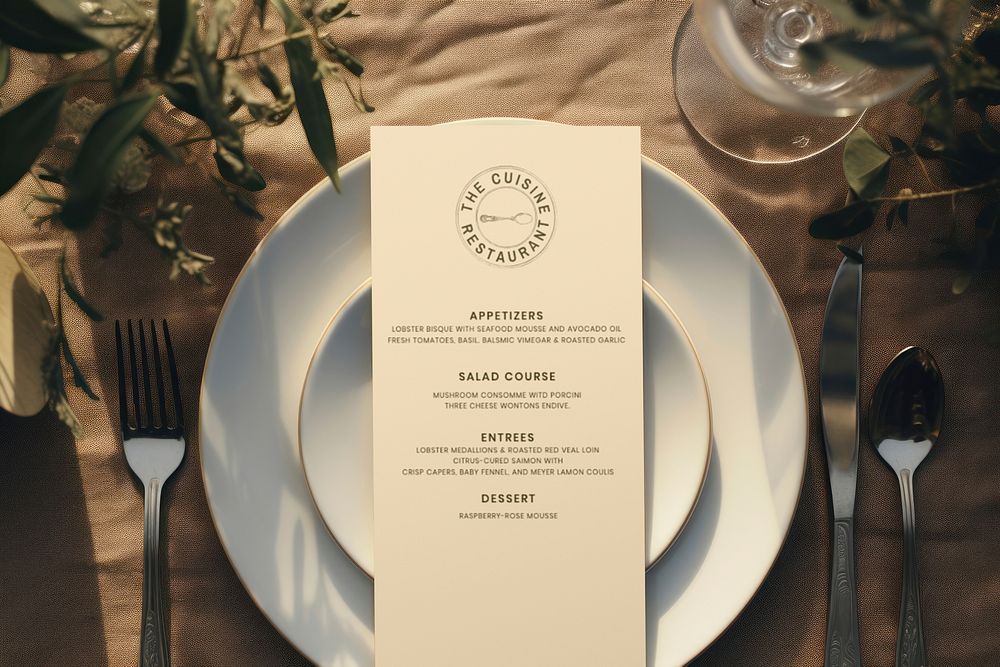 Restaurant menu card mockup psd