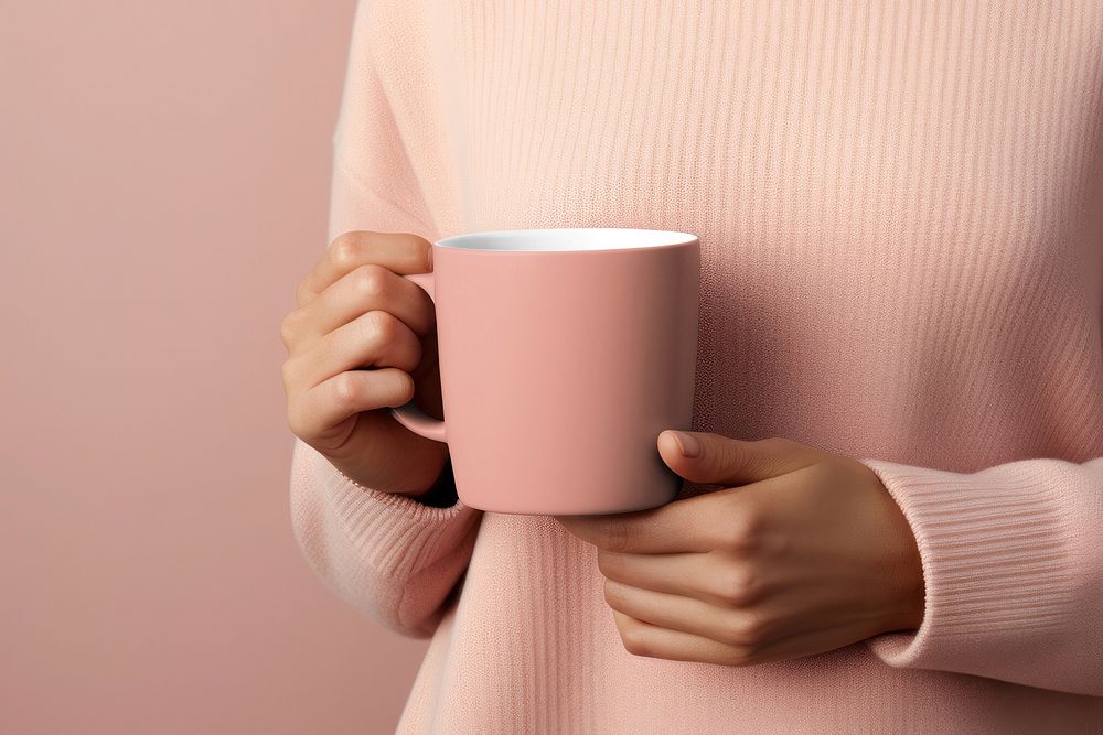 Pink coffee mug with blank space