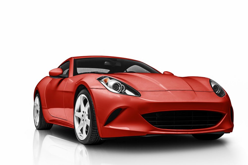 Red sports car, realistic vehicle