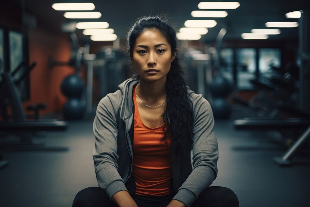 Gym portrait sitting sports. AI generated Image by rawpixel.