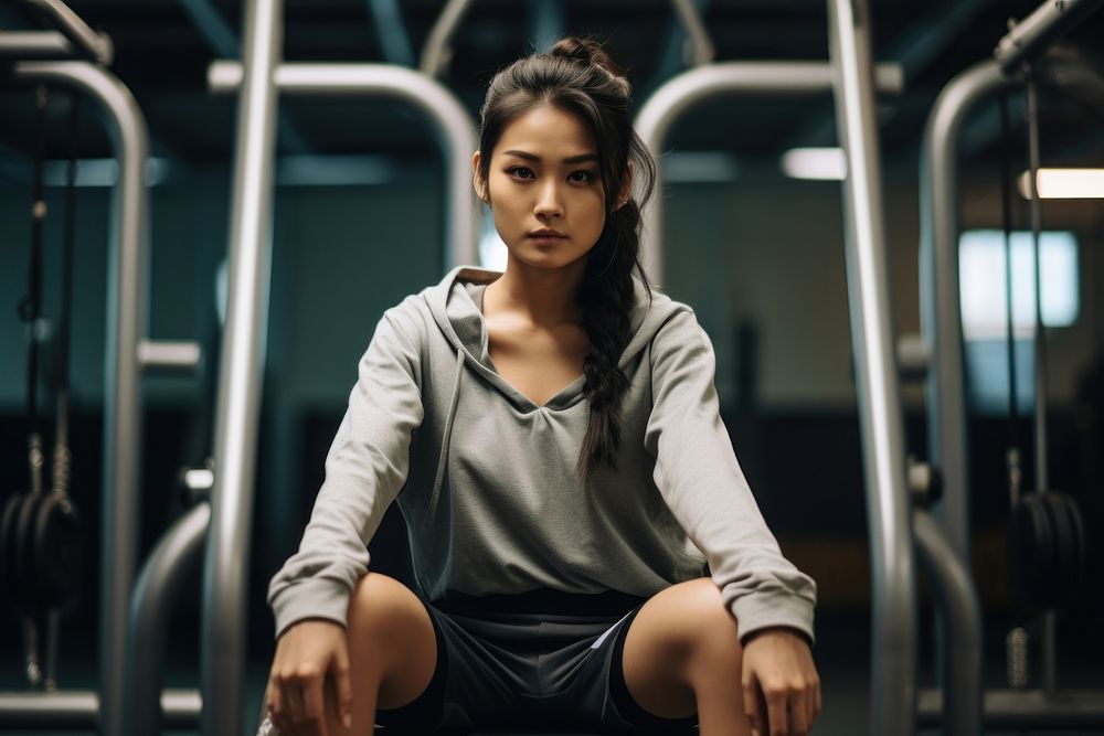 Gym sitting sports determination. AI generated Image by rawpixel.