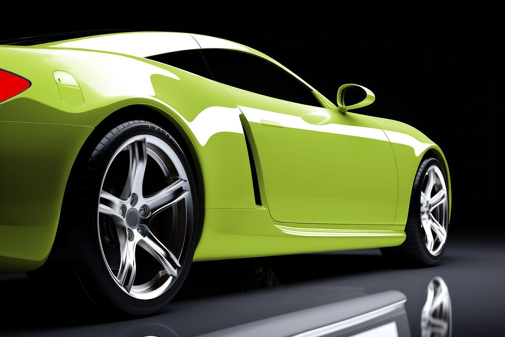 Green sports car, realistic vehicle