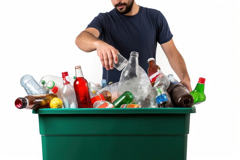 Hispanic man recycling garbage bottle. AI generated Image by rawpixel.