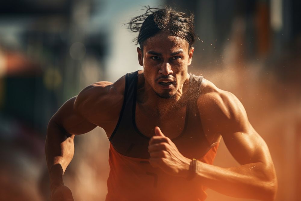 Running athlete adult determination bodybuilding. AI generated Image by rawpixel.