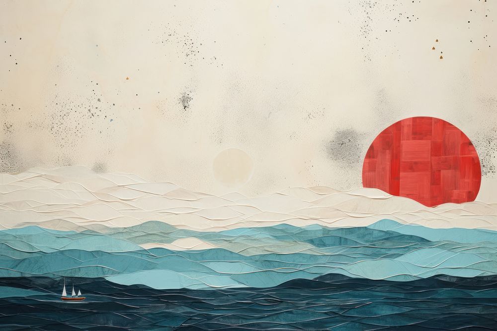 Paper cutouts painting ocean nature. AI generated Image by rawpixel.