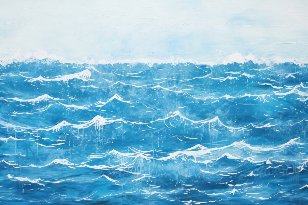 Painting ocean backgrounds outdoors. 