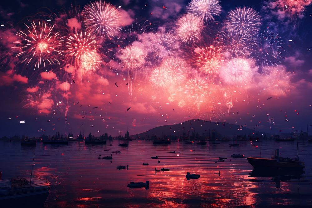 Fireworks outdoors nature night. AI generated Image by rawpixel.