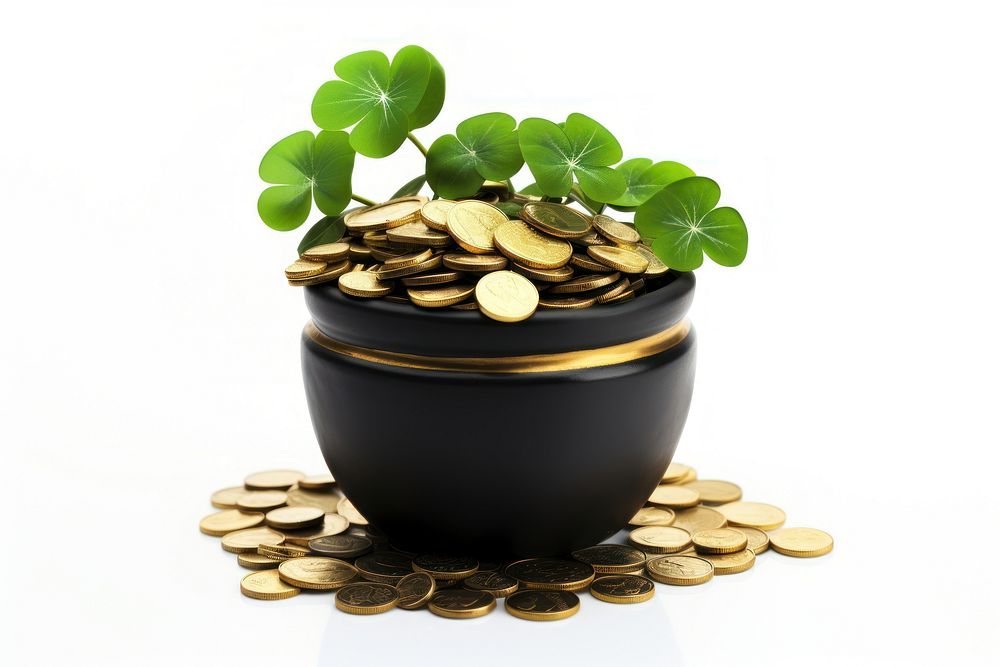 Gold coins money plant leaf. AI generated Image by rawpixel.