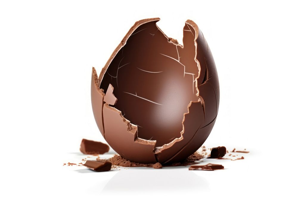 Milk chocolate egg broken white background destruction. AI generated Image by rawpixel.