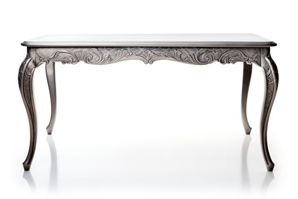 Grey metallic Table table furniture white background. AI generated Image by rawpixel.