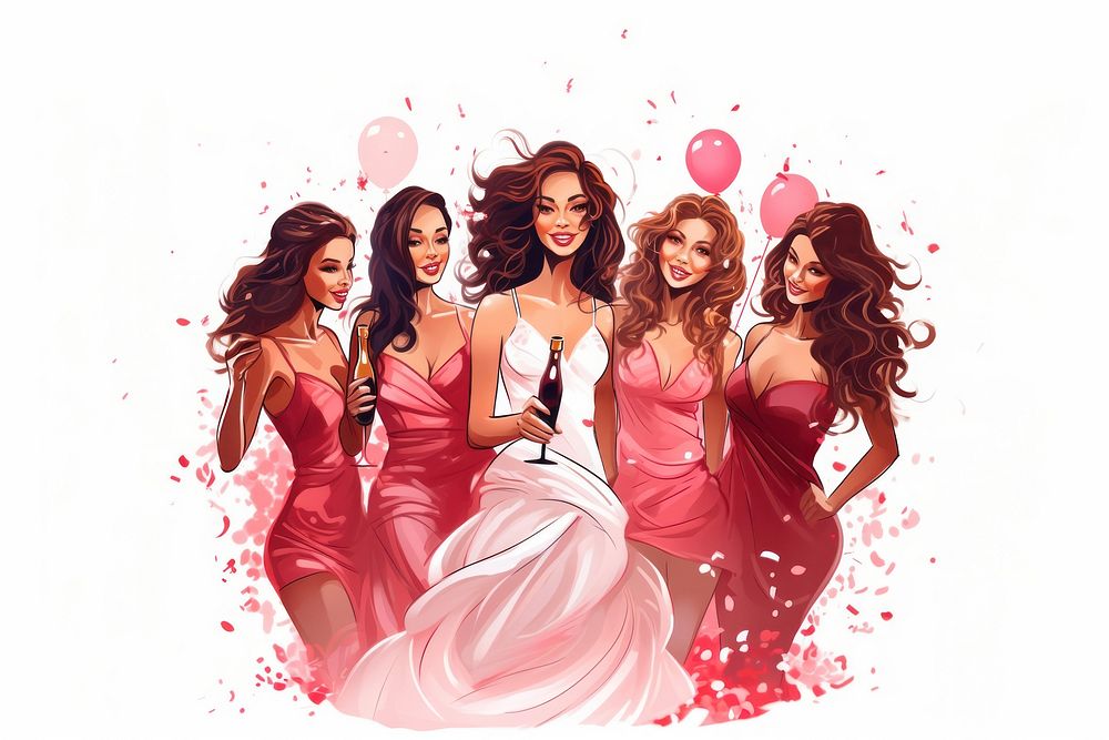 Bachelorette party wedding sketch adult. AI generated Image by rawpixel.