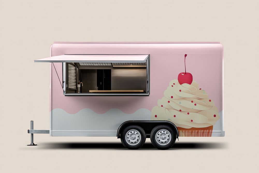 Cupcake food truck, realistic vehicle