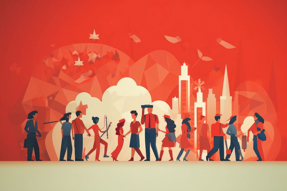 Labour Day representation architecture silhouette. AI generated Image by rawpixel.