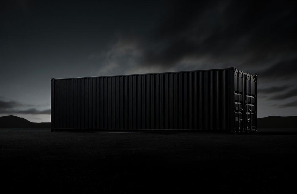 Shipping container black architecture monochrome. AI generated Image by rawpixel.