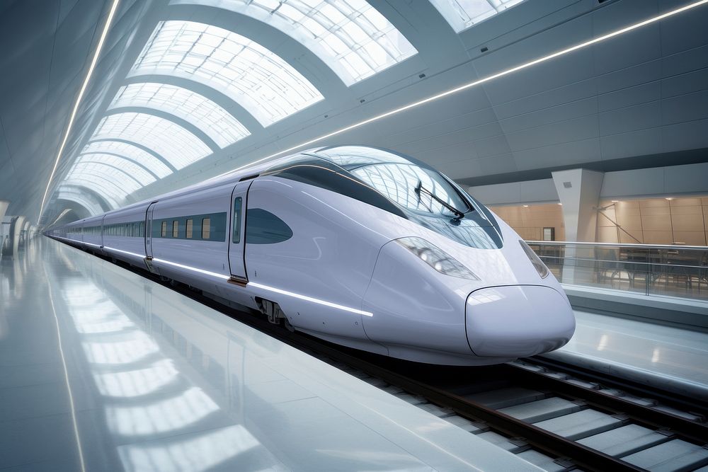 High-speed train mockup, realistic vehicle psd