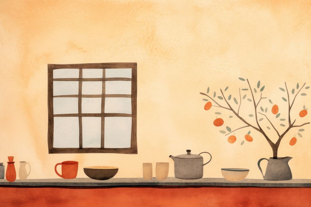 Kitchen architecture painting drawing. AI generated Image by rawpixel.