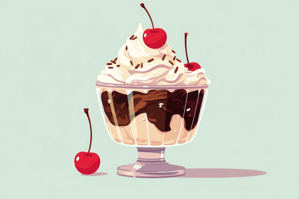 Ice cream sundae dessert food cake.