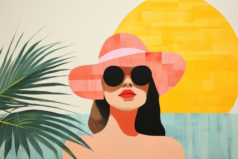Ripped paper art sunglasses painting. AI generated Image by rawpixel.