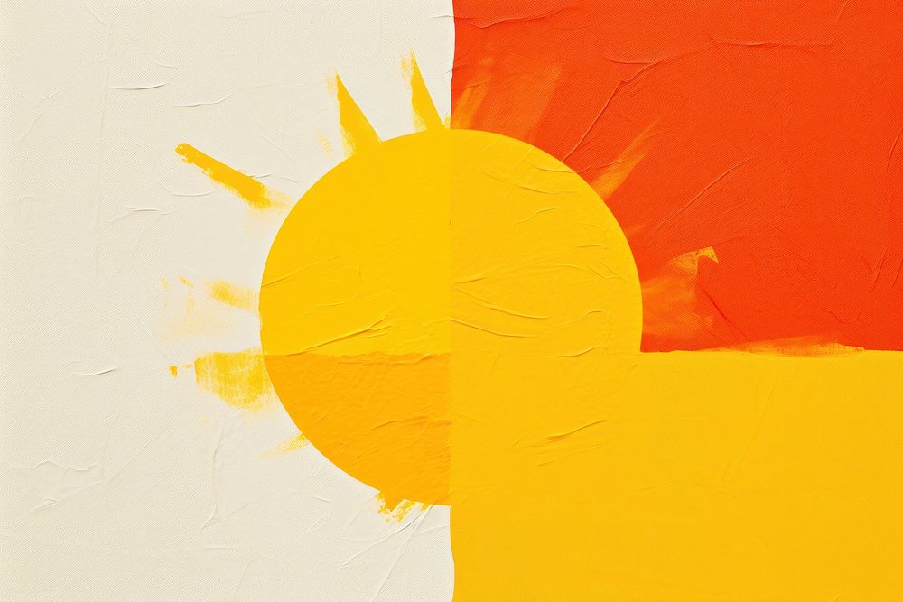 Sun ripped paper art abstract painting. 