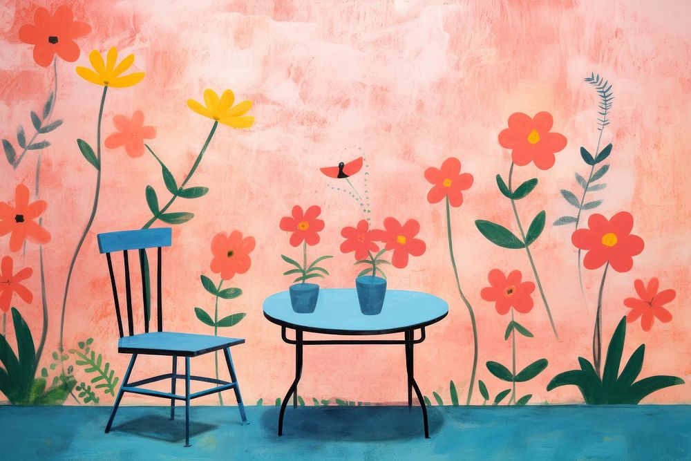 English garden furniture painting pattern. 