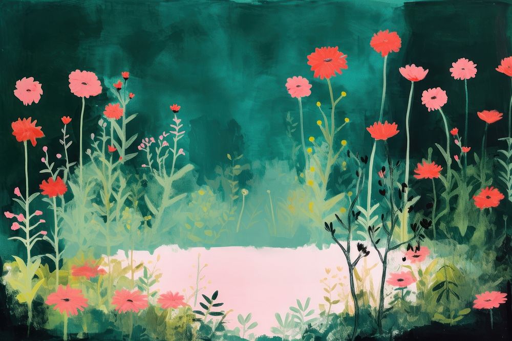 English garden painting drawing flower. AI generated Image by rawpixel.