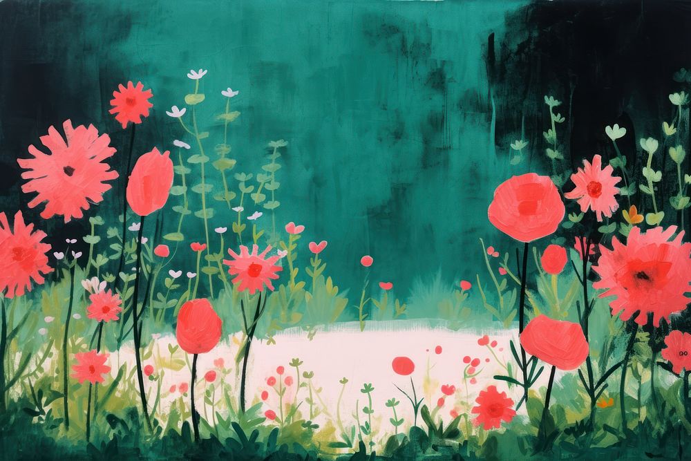 English garden painting outdoors drawing. 