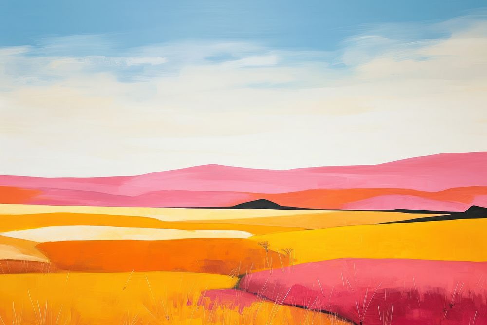 Grassland landscape outdoors painting. AI generated Image by rawpixel.