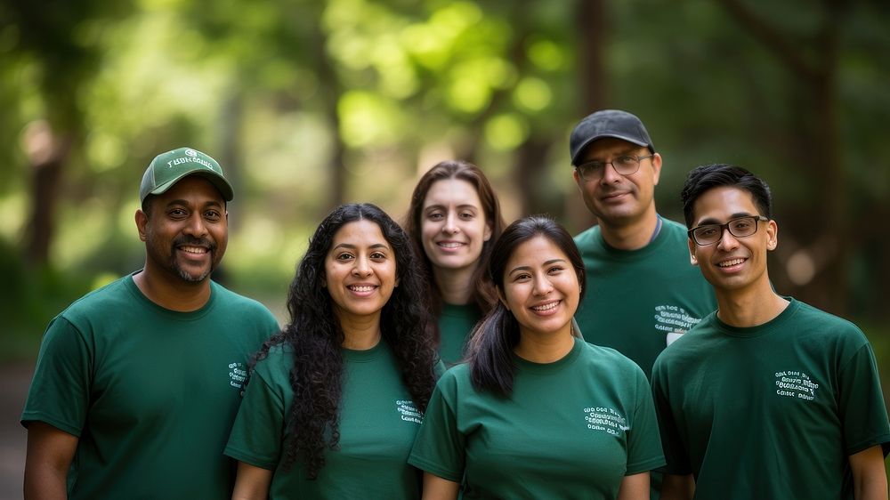 Volunteer adult environmentalist togetherness. 