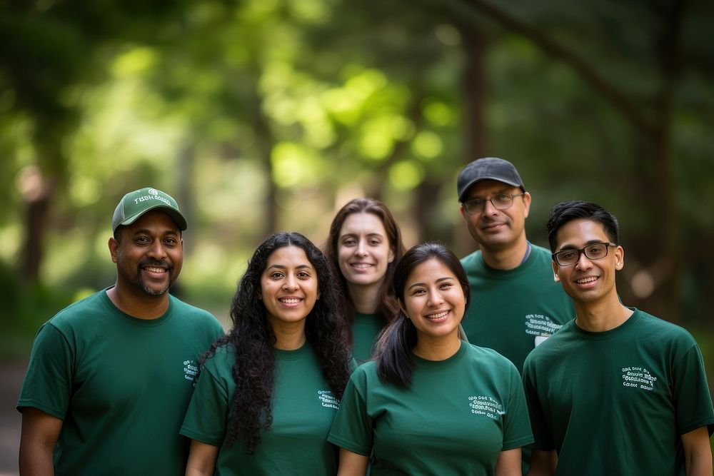 Volunteer adult environmentalist togetherness. 