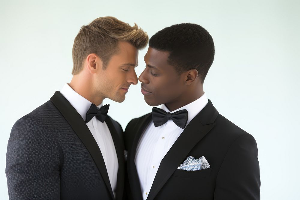 Gay wedding portrait tuxedo adult. AI generated Image by rawpixel.