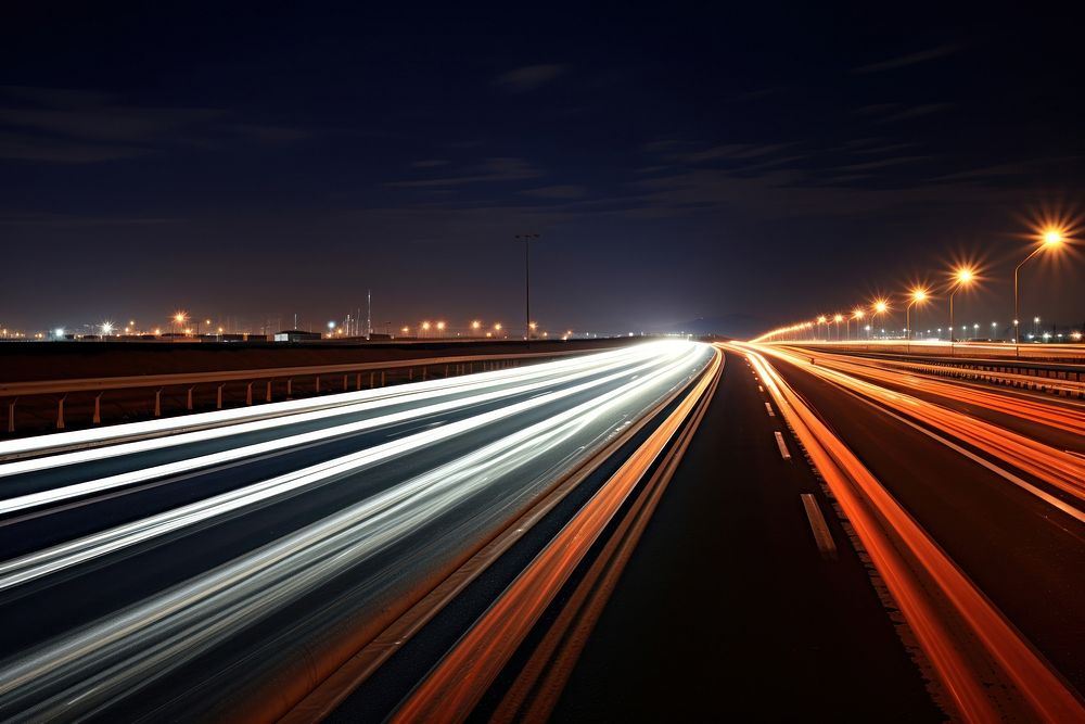 Night highway vehicle traffic road outdoors night. AI generated Image by rawpixel.
