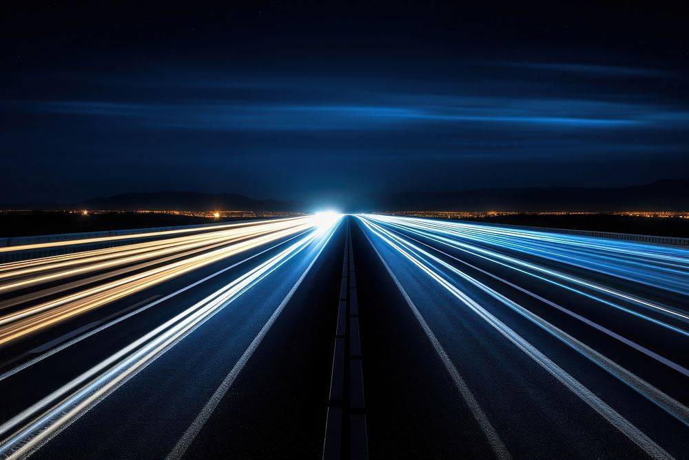 Night highway vehicle traffic road outdoors lighting. AI generated Image by rawpixel.