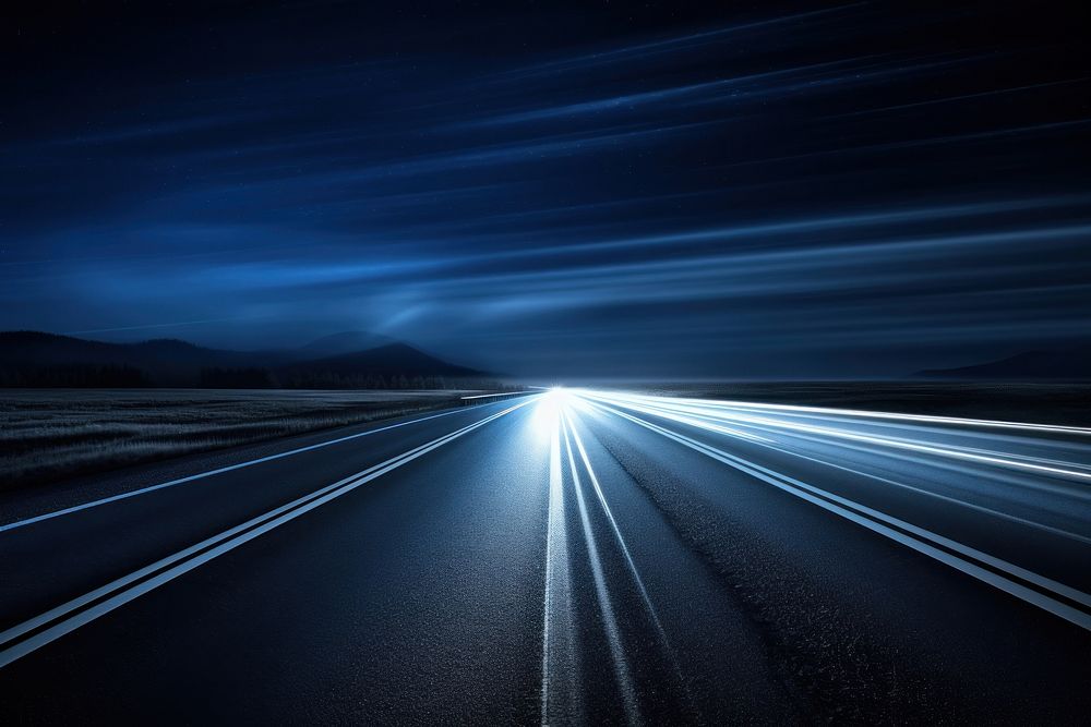 Night highway vehicle traffic night road horizon. AI generated Image by rawpixel.