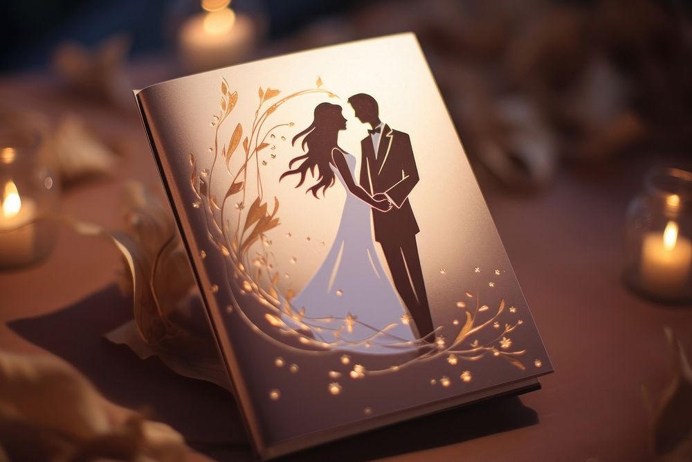 Wedding invitation card candle togetherness illuminated. AI generated Image by rawpixel.