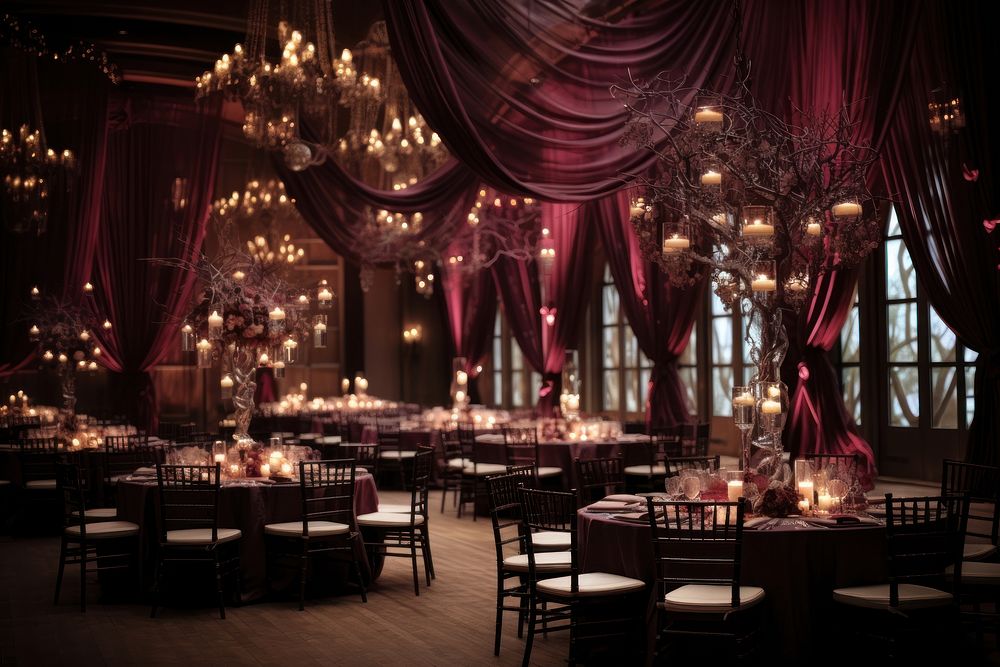 Wedding reception architecture ballroom lighting. AI generated Image by rawpixel.