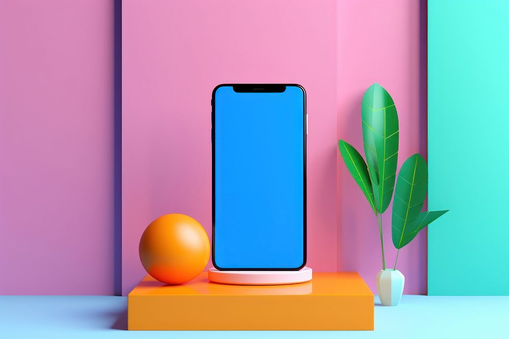 Product backdrop plant phone mobile phone. AI generated Image by rawpixel.