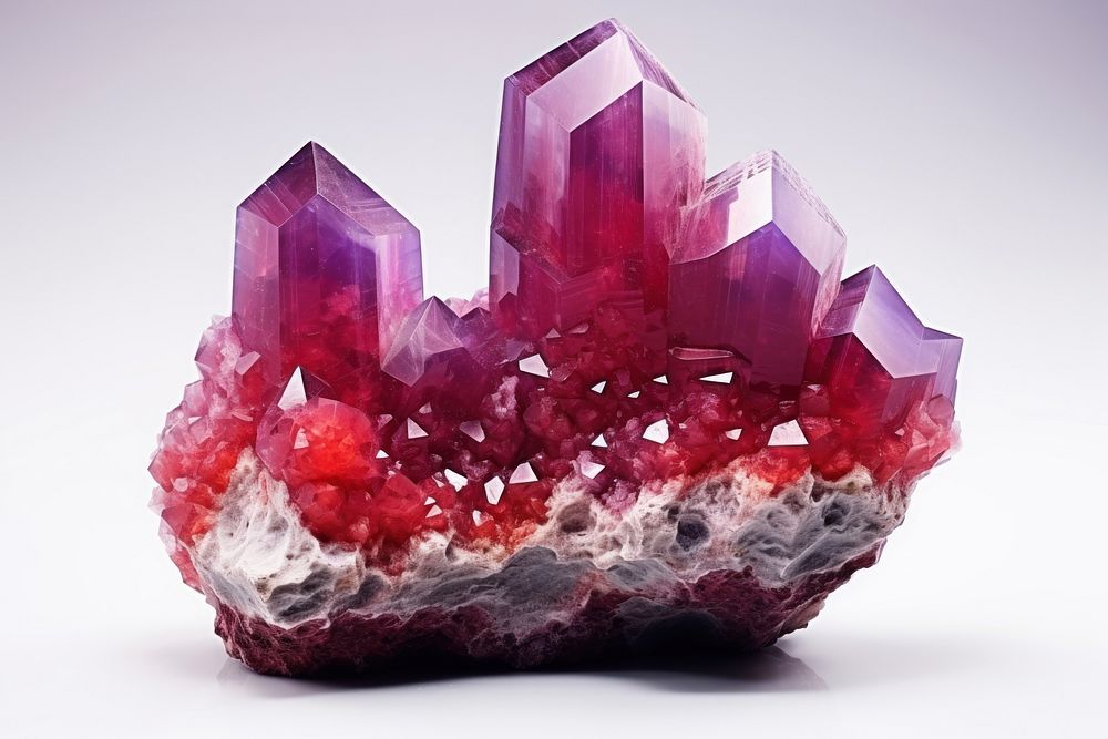 Red Crystal Stone amethyst mineral crystal. AI generated Image by rawpixel.