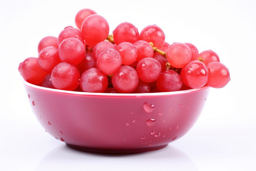 Ripe red wet grape grapes bowl fruit. AI generated Image by rawpixel.